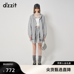 浅灰色长袖 dzzit地素休闲户外运动短外套春秋专柜新款 外套女