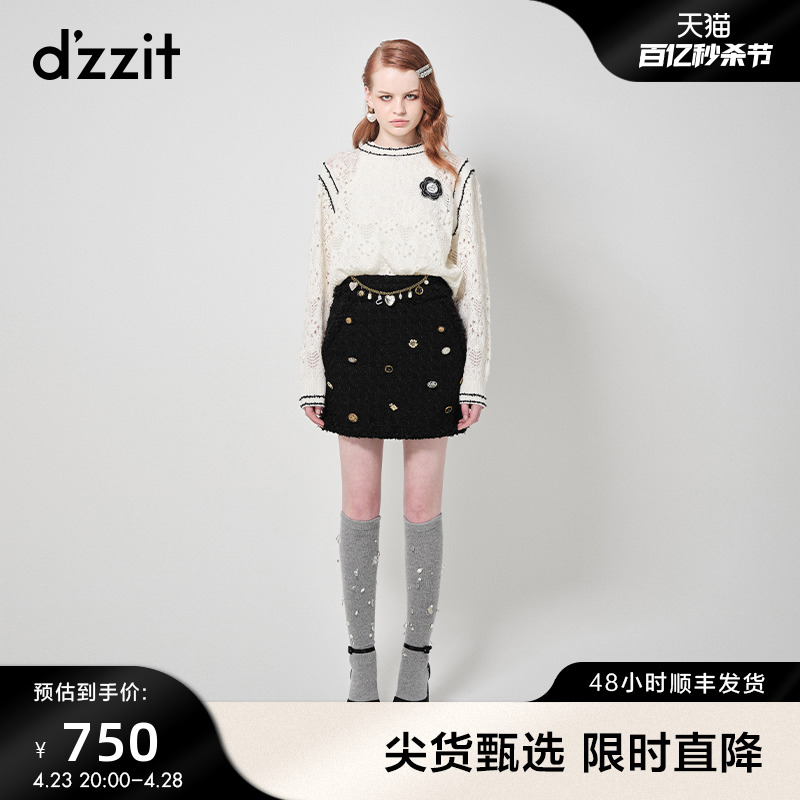 dzzit地素小香风针织套头衫