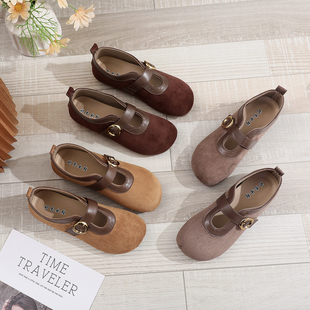 法式 圆头温柔风平底鞋 时尚 春季 豆豆鞋 洋气百搭女单鞋 一脚蹬款 新款