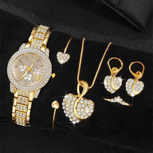 Women's Quartz Watch Gold Luxury Women Ring Necklace