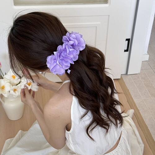 Extra large red rose flower banana clip female tie high