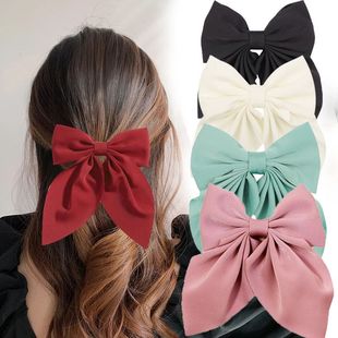 Bowknot Hair Sweet Color Bow Girls Satin For Solid Clips
