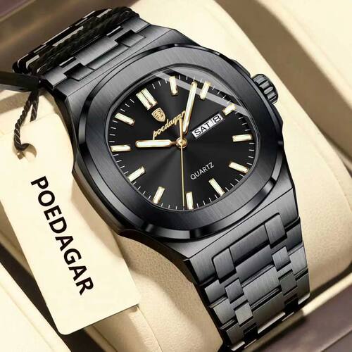 POEDAGAR Luxury Square Men's Watches Waterproof Luminous