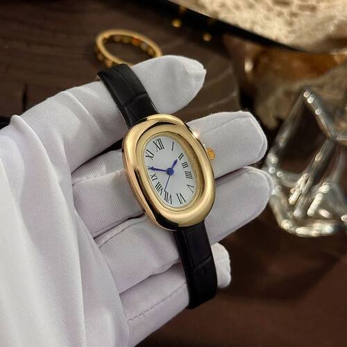 Ladies' New Oval Bathtub Egg-Shaped Belt Quartz Watch