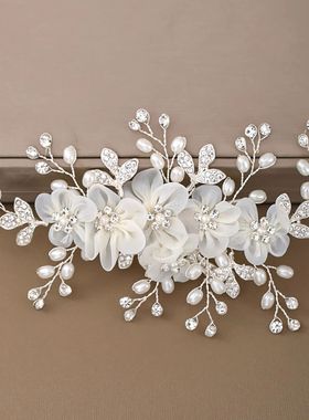 White Silk Flower Hair Clips Elegant Pearls Headpieces