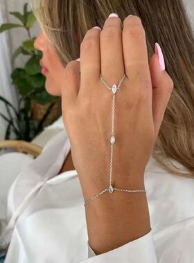 Rhombus Cystal Zicon Bacelet Hand Jewely Stackable Finge