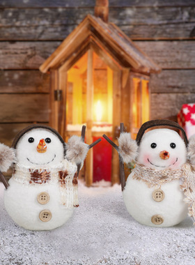 Chistmas Luminous Snowman Onaments 2023 Plaid Stiped Scaf