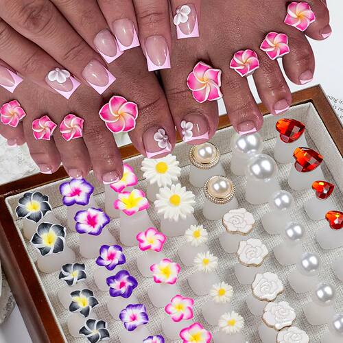 8pcs/Bag Soft Silicone Flower Design Perals Toe Separator
