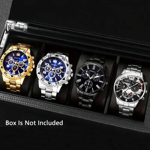4pcs/1pcs fashionable men's quartz watch - stainless steel