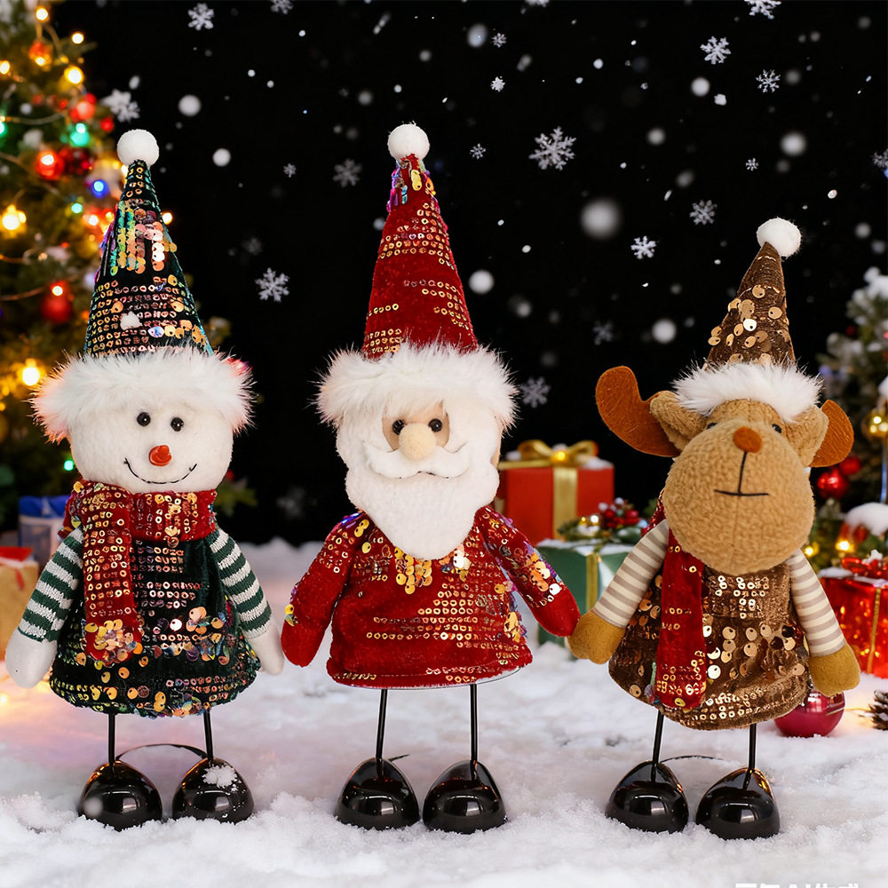 New Chistmas Decoations Sping Foot Doll Snowman Elk