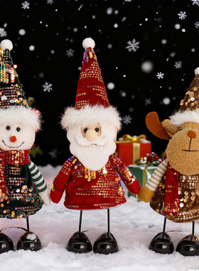 New Chistmas Decoations Sping Foot Doll Snowman Elk