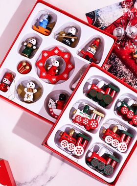 6pcs Chistmas Tain Set Wooden Chistmas Pendant Chistmas e