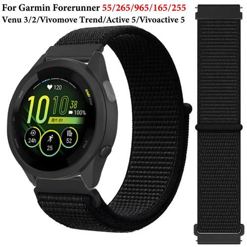 20mm 22mm Nylon Loop Strap For Garmin Forerunner 55 165 265