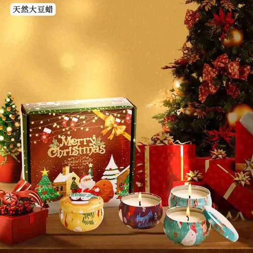 4PCS/set Soy Wax Chistmas Gift Box Scented Candle Set Nodic