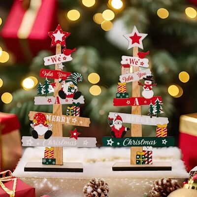Chistmas Desktop e Santa Claus DIY Decoation Wooden