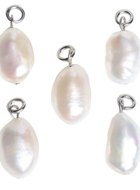 10Pcs/Lot  Natural Pearl Charm  Stainless Steel Jewelry