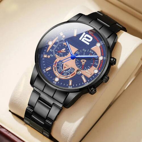 Fashion Decoative Thee-eyes Dial Men Business Watches Luxuy