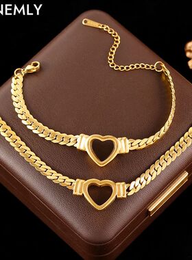 GANEMLY 316L Stainless Steel Hollow Heart Necklace