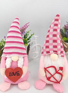 Valentine's Day Decoation Love Pink Fabic Couple Doll