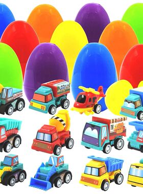 12/20 Pack Prefilled Easter Eggs with Pull Back Cars