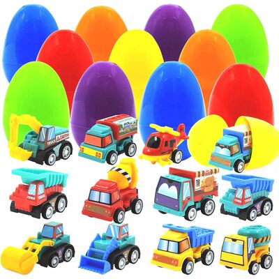 12/20 Pack Prefilled Easter Eggs with Pull Back Cars