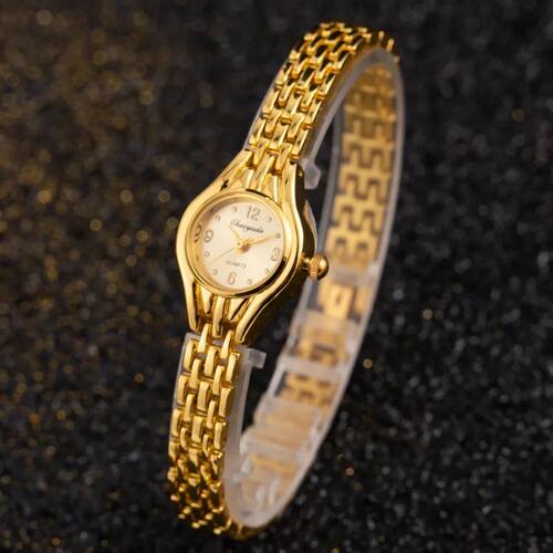 Ladies Gold Plated Watch Women Bacelet Quat Wistwatch Gil