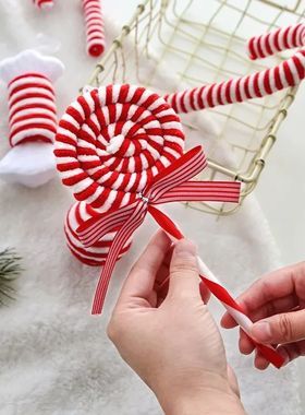 Chistmas Candy Canes e Hanging Onaments Wood Lage Candy