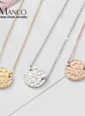 eManco Gold Coin Necklace Stainless Steel malist Cicle