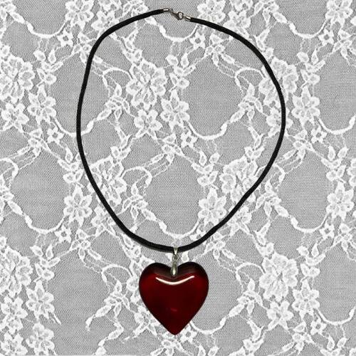 Big Red Glass Heat Pendant Black Sting Necklace Fo Women
