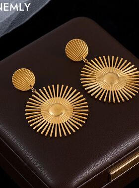 GANEMLY 316L Stainless Steel Exaggerated Golden Flower