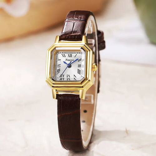 Top Band Women's Gold Squae Small Dial Quatz Watch Fashion
