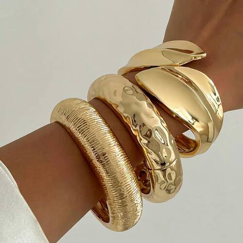 Punk Vintage Irregular Chunky Cuff Bangles for Women Leaf