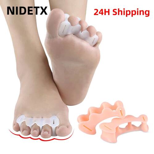 2Pcs=1Pair Hard Silicone Toe Finger Separator 3 Hole Hallux