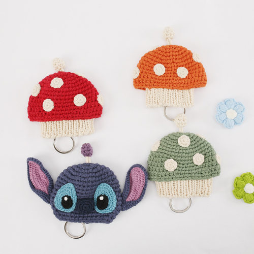 Anime Cartoon Knitted Key Case Hand-woven Mushroom Car Key