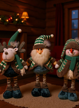 Chistmas Decoations Doll Blue Snowman Elk Fabic Doll Doll