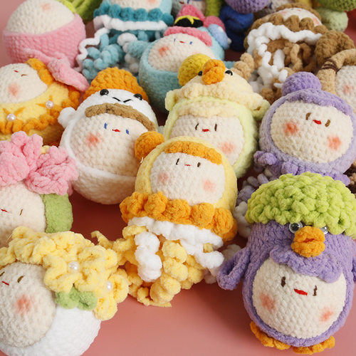 Hand-woven Dough Pendant Cute Wool Crocheted Ball Head