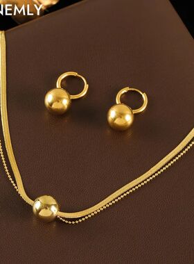 GANEMLY 316L Stainless Steel Metal Bead Ball Necklace
