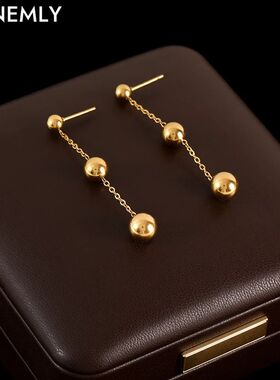 GANEMLY 316L Stainless Steel Bead Dangle Earrings For Women