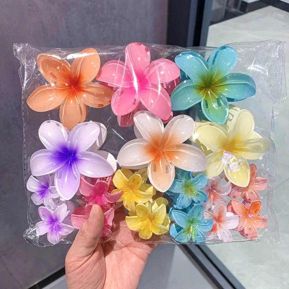 18Pcs Egg Flower Hair Clips Gradient Candy Color Flowers