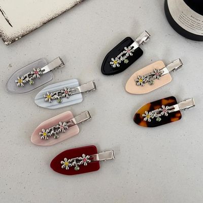 Metal rhinestone  flower edge clip non-marking acetic acid
