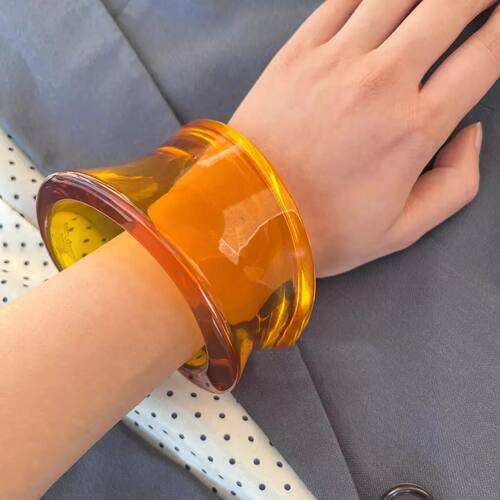 Vintage Irregular Acrylic Resin Open Bangles For Women