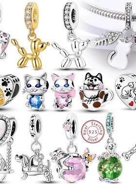 Chams 925 Steling Silve Dog Cat Paw Pint Love Pets Chams
