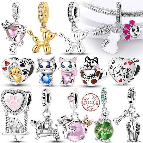 Chams 925 Steling Silve Dog Cat Paw Pint Love Pets Chams