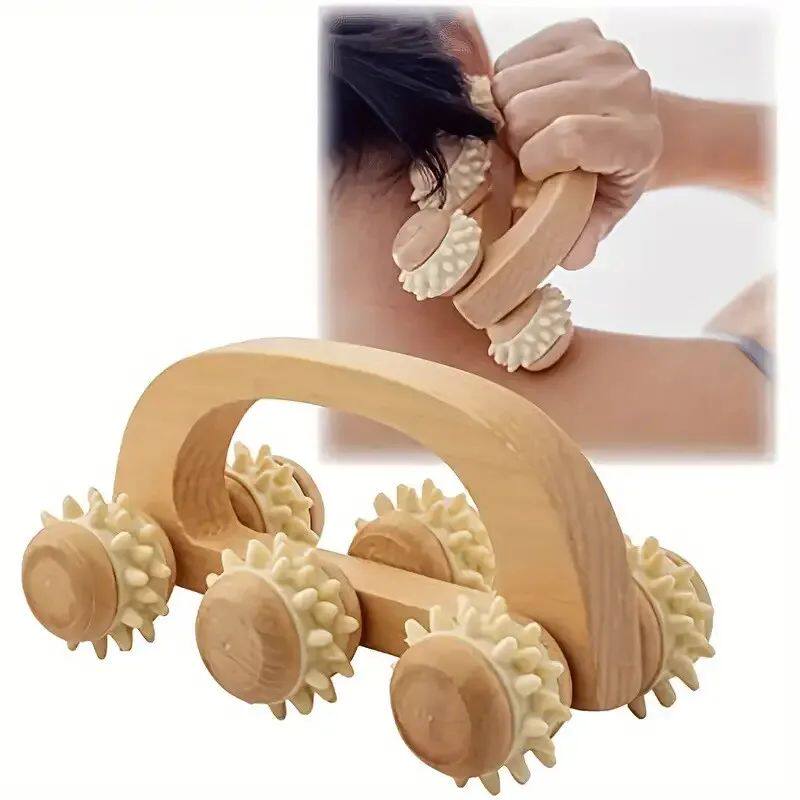 1 Pcs Wooden Massage Roller Tool, Manual Wooden Massager,