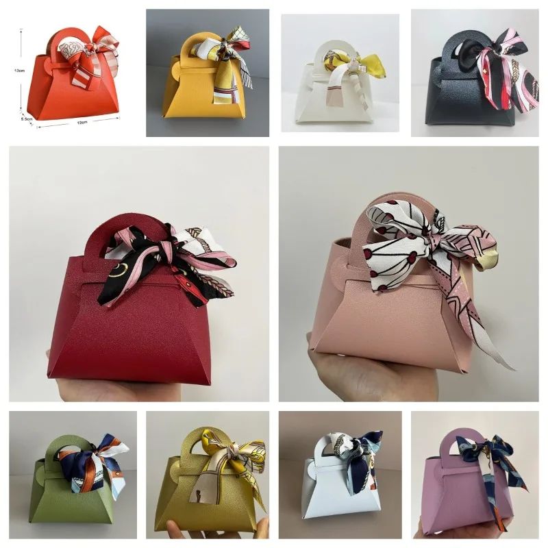 50PCS Distribute Leather Pink Gift Bags Wedding Favour Bag