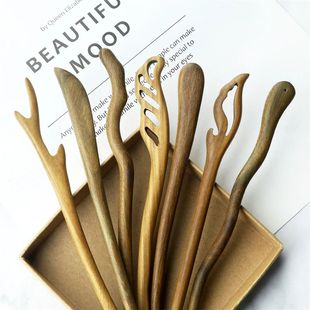 Natural Stick Green Sandalwood Women Vintage Hairpin Hair