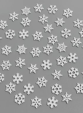 50Pcs White Wooden Snowflake Chistmas Decoation Xmas e