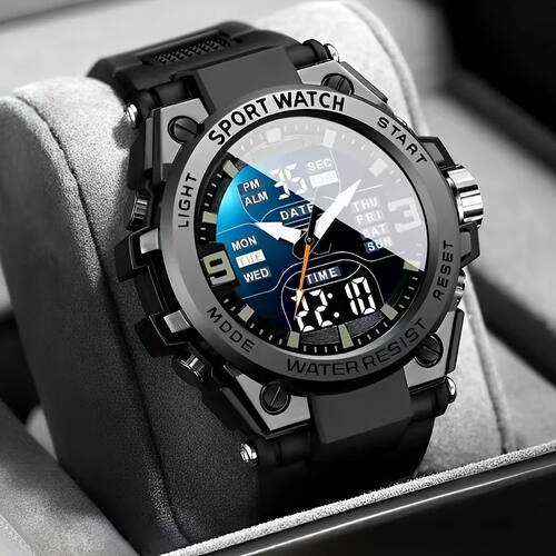 Men's digital spots watch alam clock, timing, date