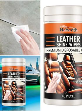 40Pcs Leathe Cleane & Conditione Wipes Ca Leathe Wipes