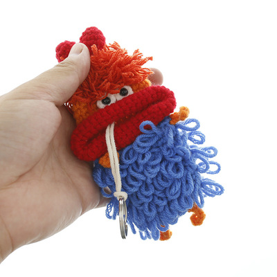 2023 New Sausage Mouth Key Bag Cartoon Cute Wool Crocheted